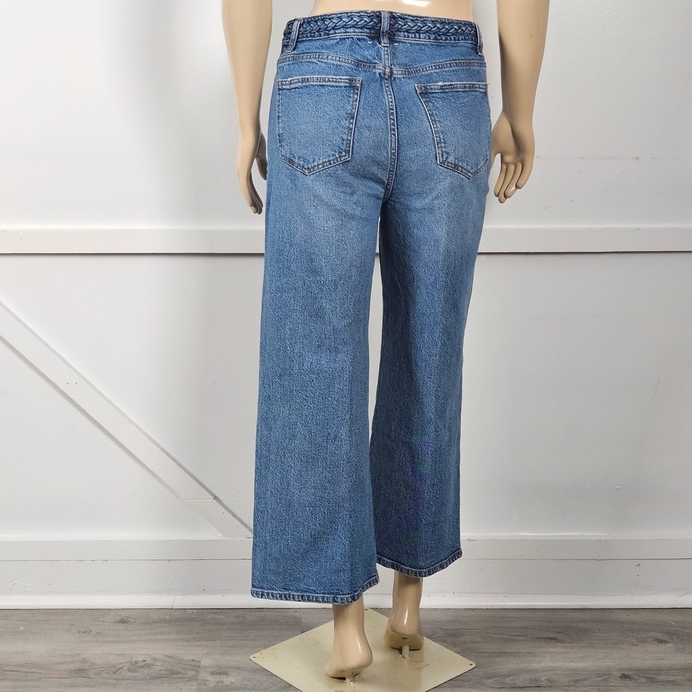 Habitual Womens Wide Leg Cropped Jeans Medium Wash Braided Waist 8/29 - Picture 2 of 6
